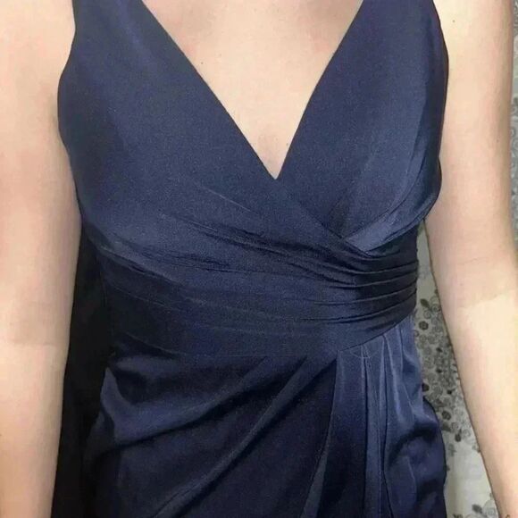 V Neck Long Dress With Wrap Front And Leg Slit, Like New - Picture 8 of 12